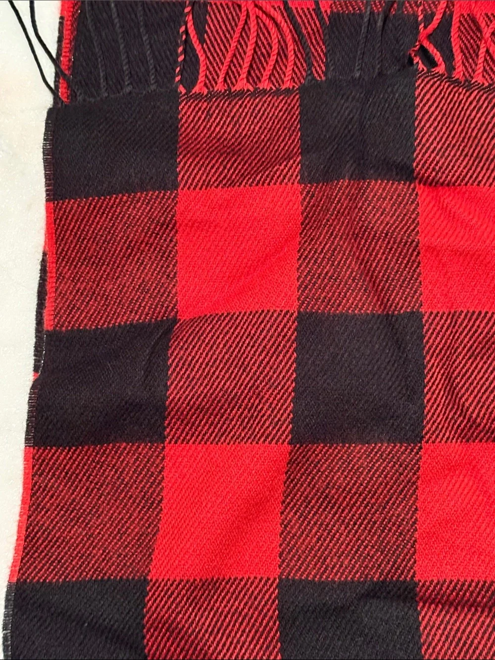 Old Navy 100% Acrylic Red and Black Buffalo Plaid Scarf - 12” x 72”